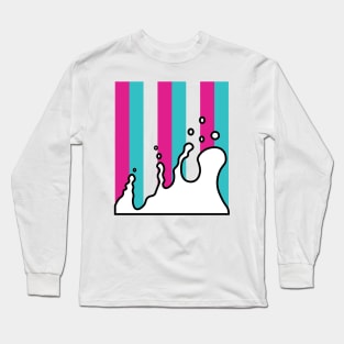 Splatter | Stripes | Pink | White Long Sleeve T-Shirt